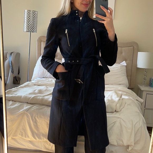 zara long black jacket